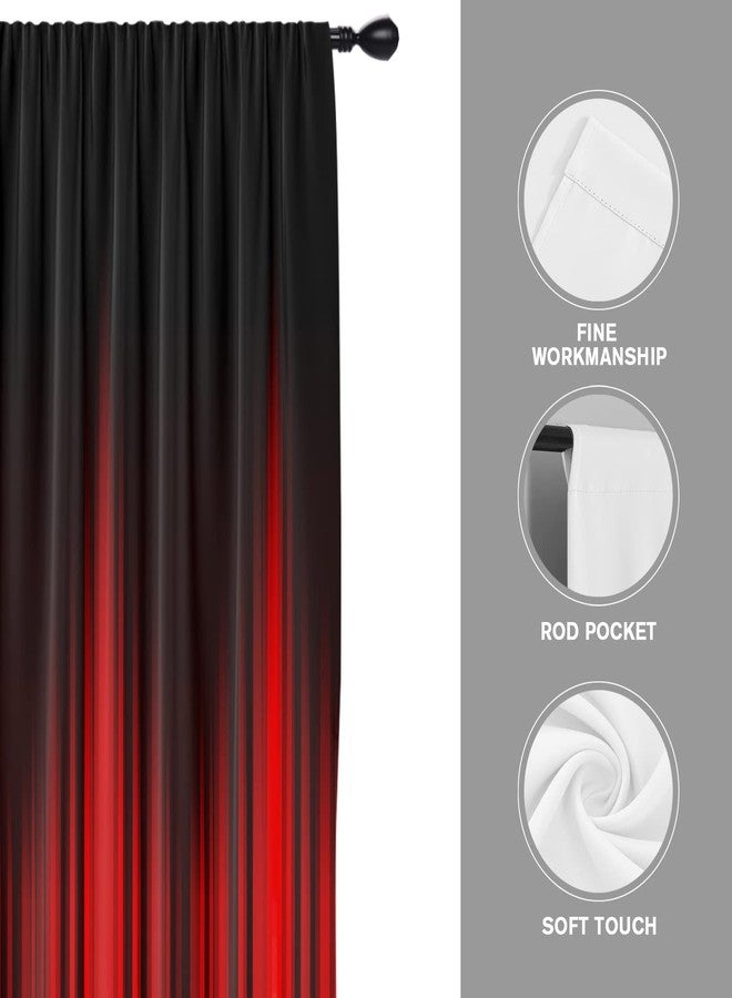 Coxila Red and Black Window Curtains for Bedroom 42 x 63 Inch Rod Pocket Ombre Anime Gothic Goth Dark Cool Mens Abstract Gaming Modern Art Two Tone Living Room Treatment Set of 2 Curtain Panels Drapes - Image 5